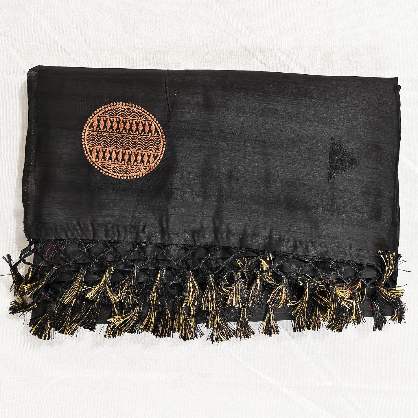 Butter silk, pure handloom black embroidery saree