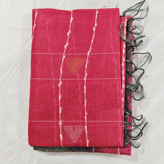 Hakoba silk pure handloom, pink and ash saree