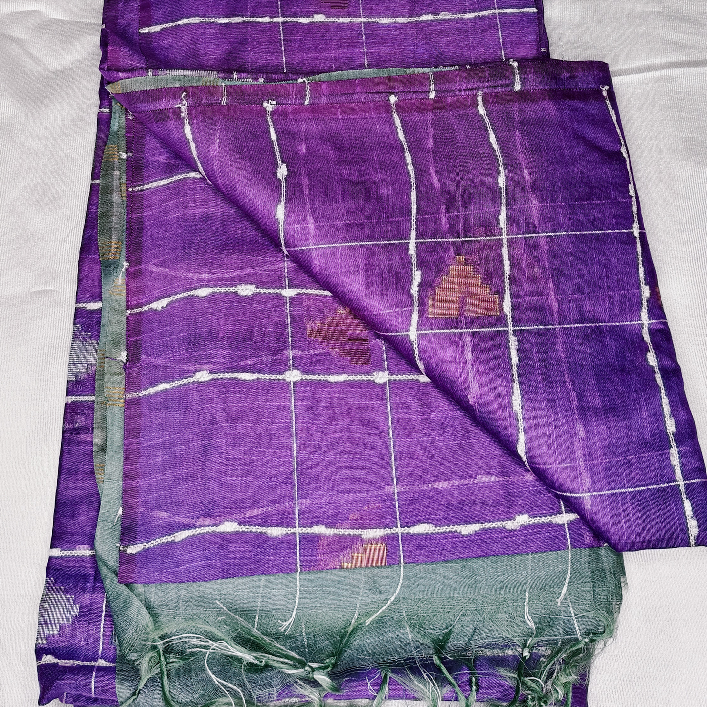 Handloom Hakoba Silk Saree - Violet/Grey