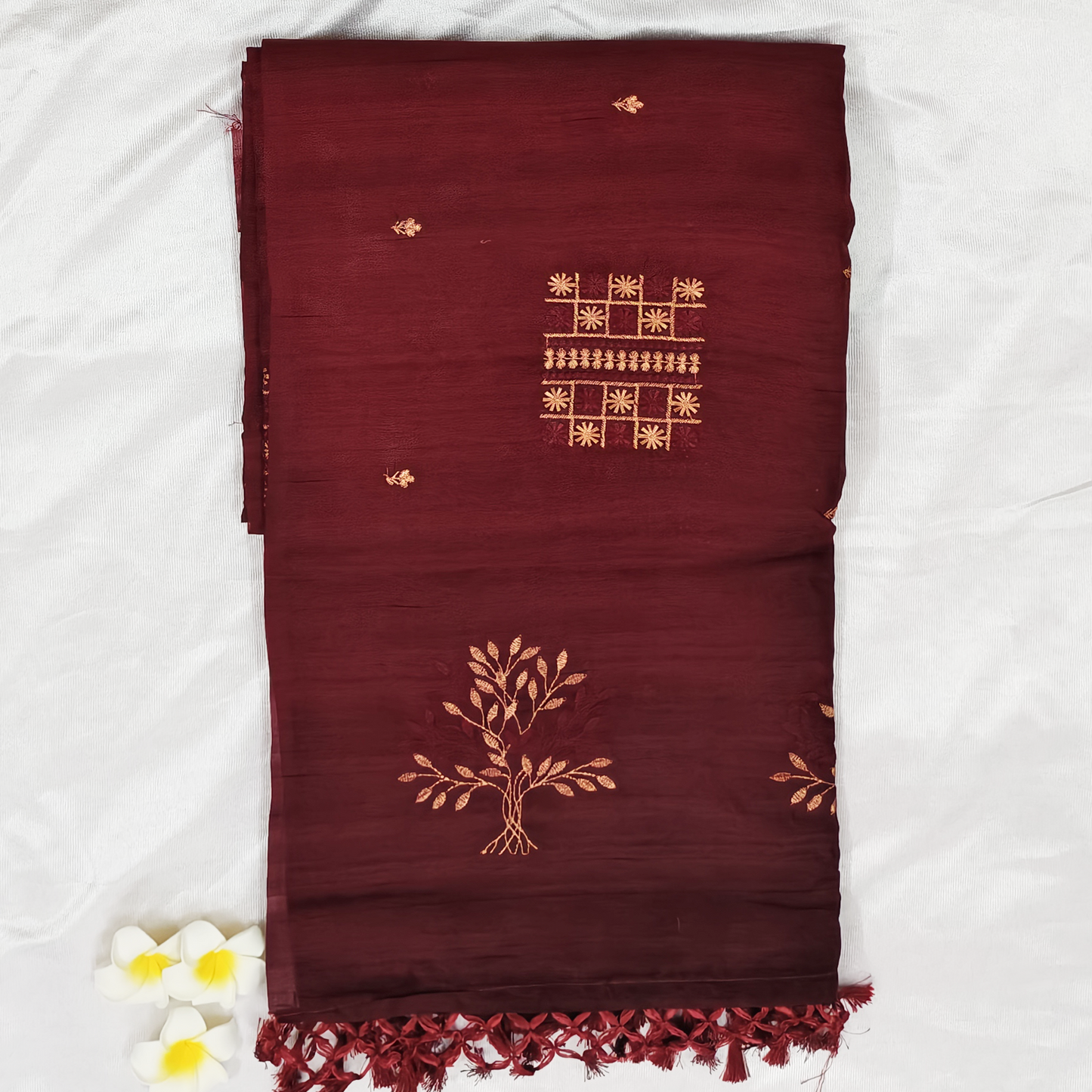 Butter silk soft pure handloom embroidery saree