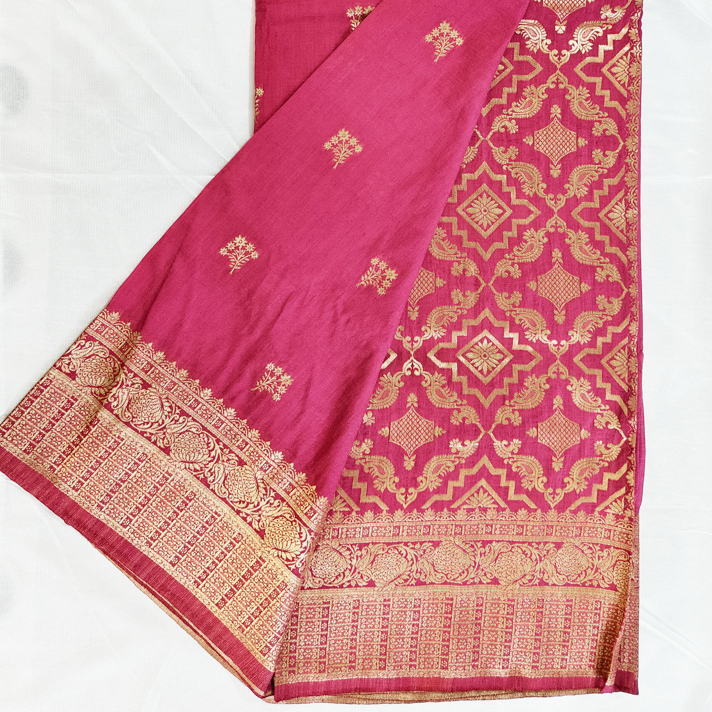 Matka soft silk dark prink Saree