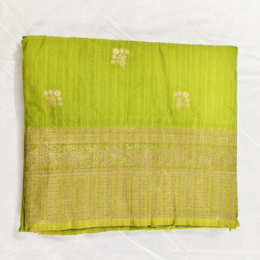 Matka silk soft silk parrot green saree