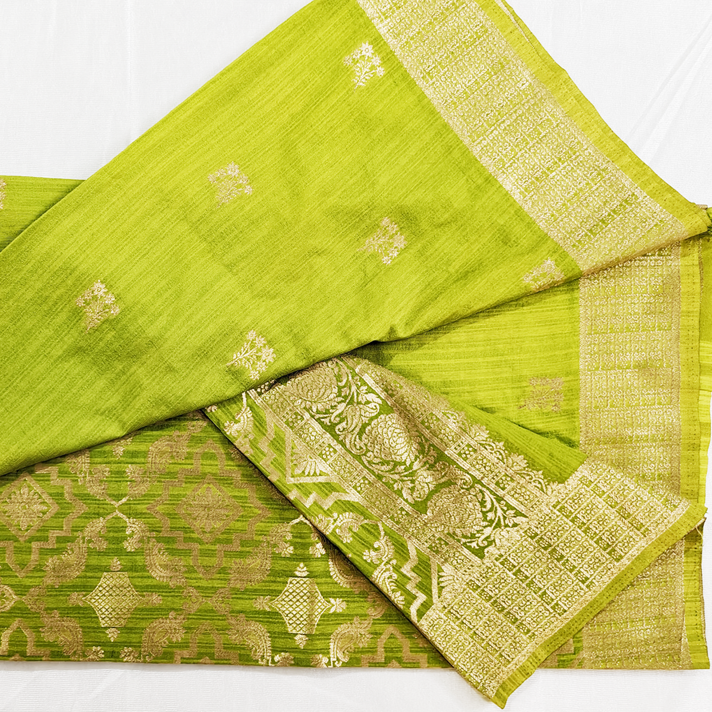 Matka silk soft silk parrot green saree