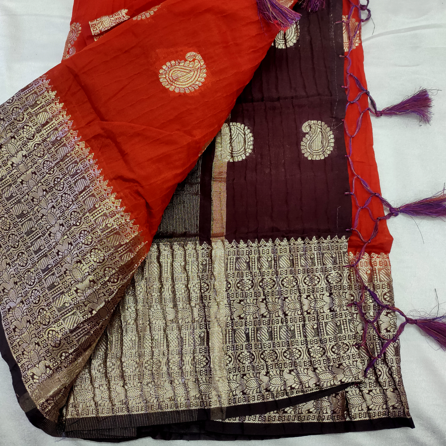 Crushed Banarasi Silk Saree
