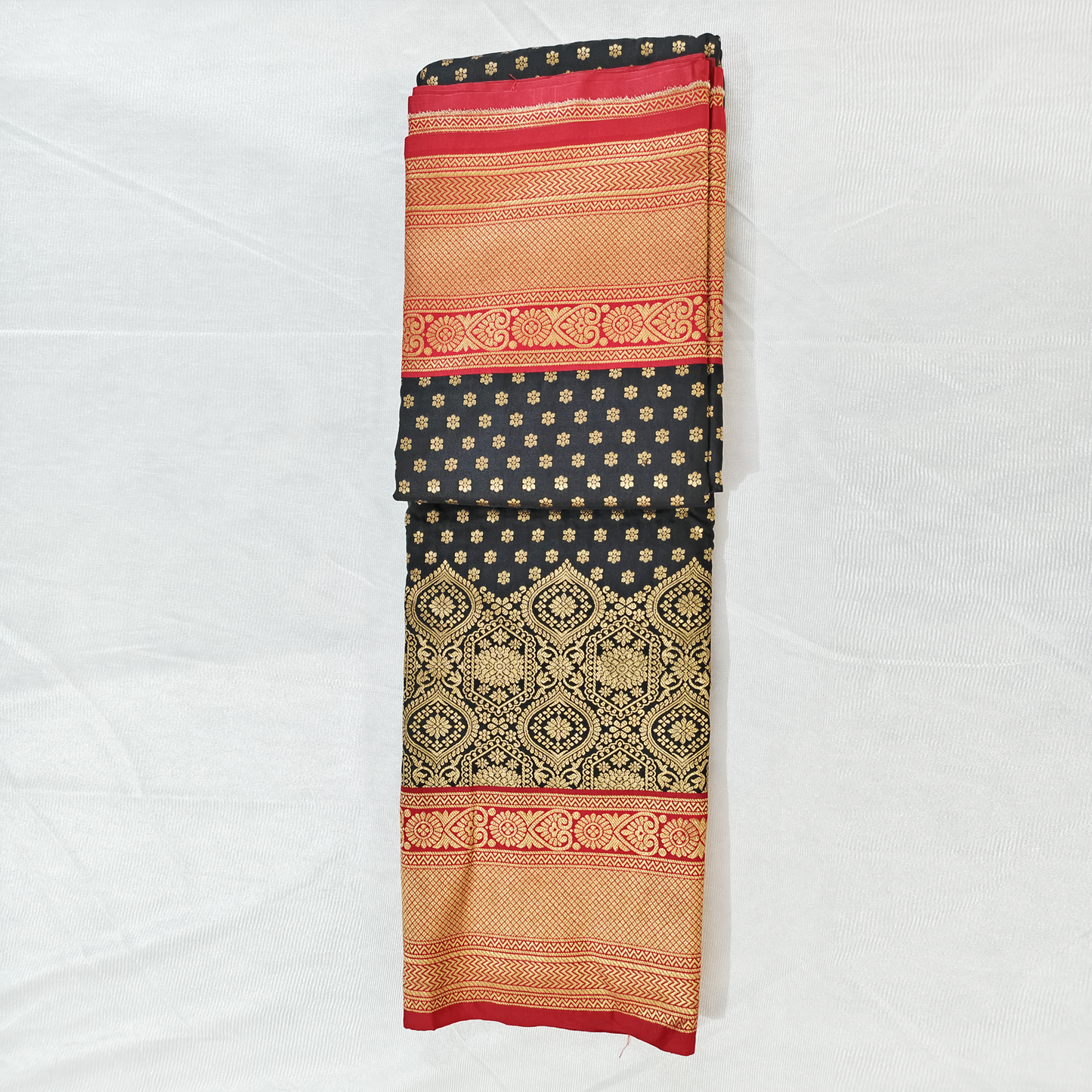 Banarasi soft silk rich pallu and boarder black saree with buttas