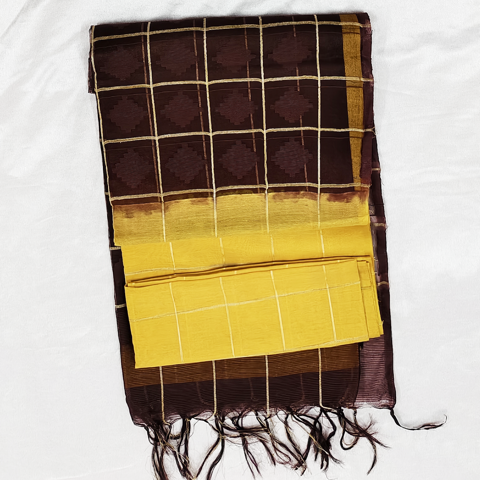 Pure handloom hakoba silk saree with check weaves