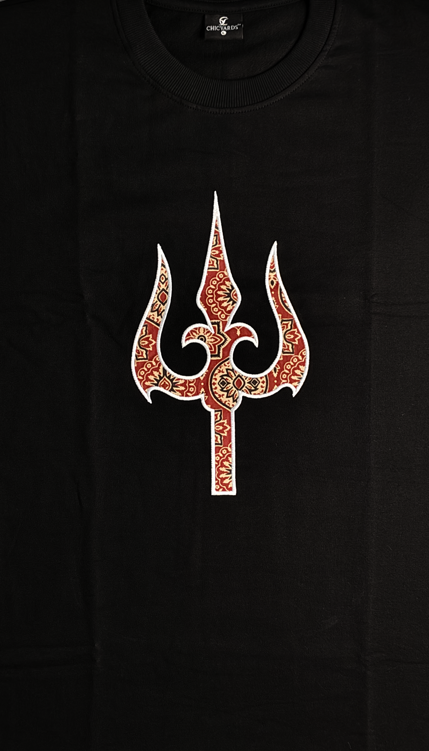 Ajrakh Applique Trishool Oversized T-shirt