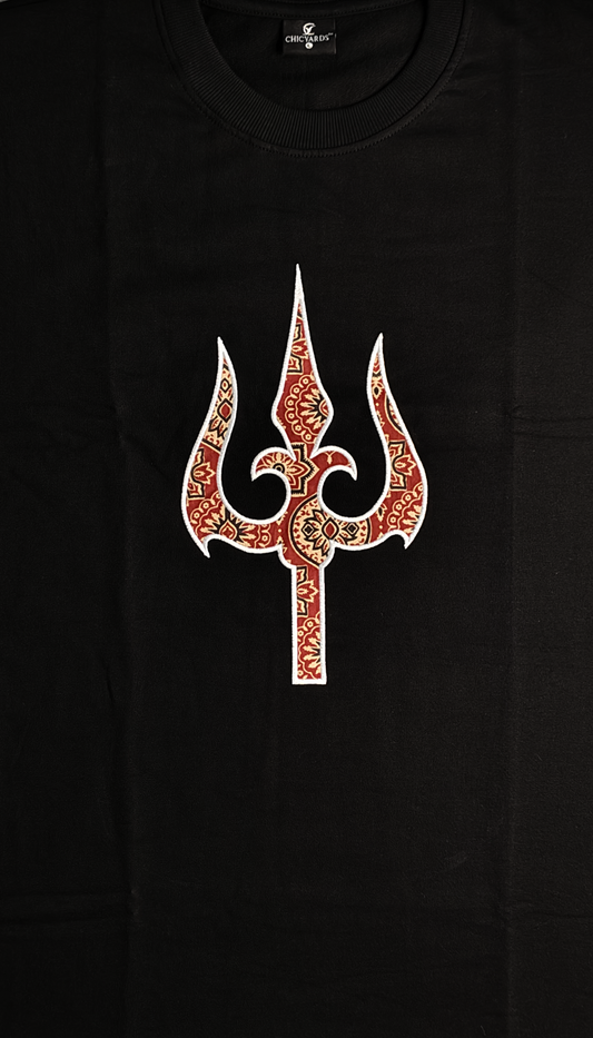 Ajrakh Applique Trishool Oversized T-shirt
