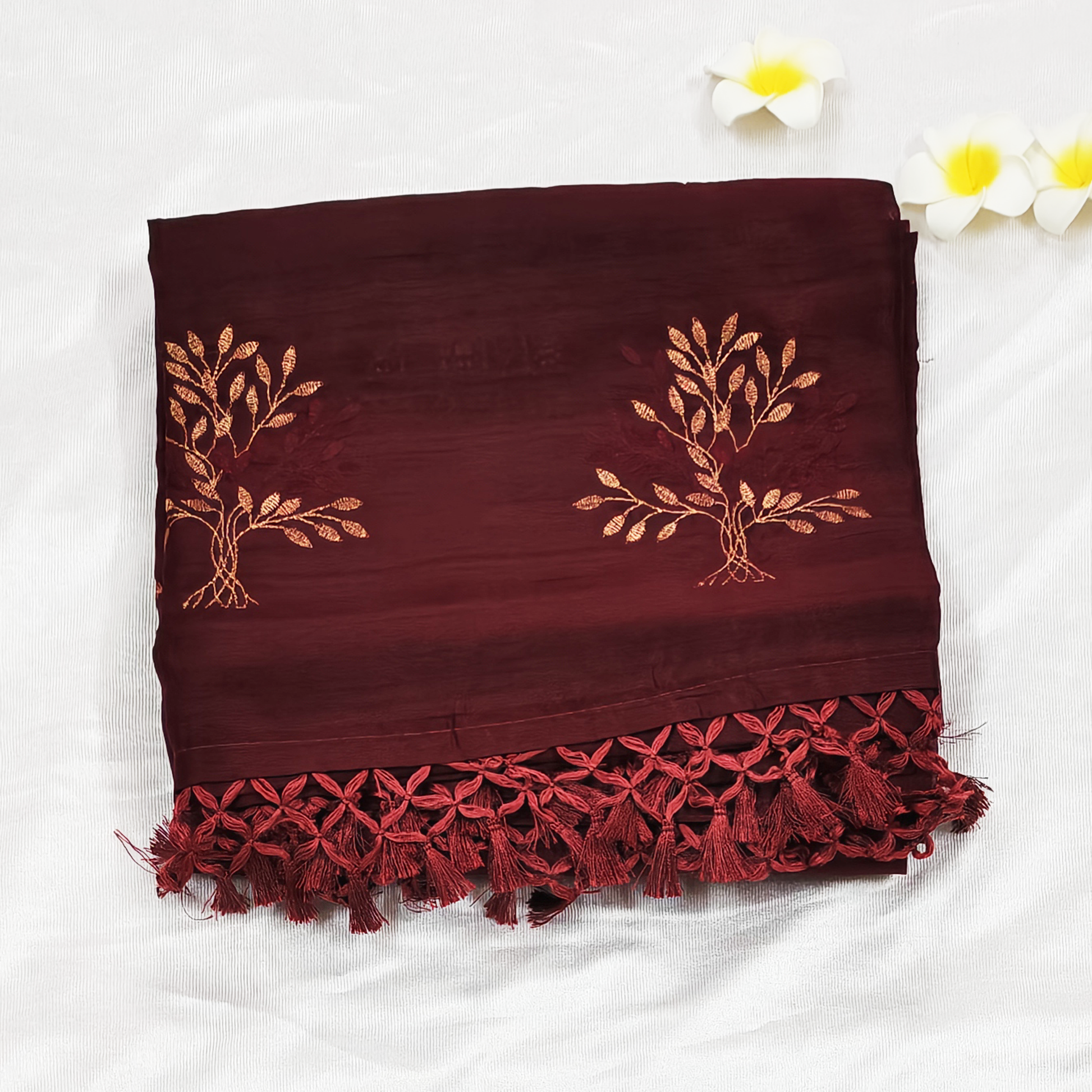 Butter silk soft pure handloom embroidery saree