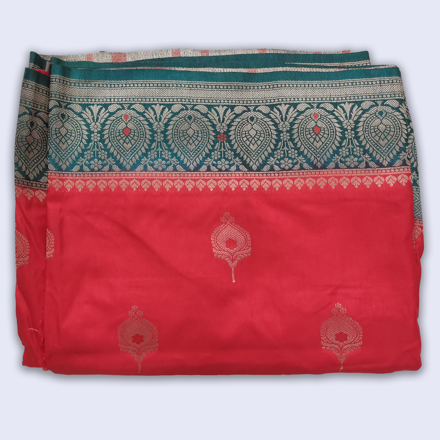 Semi raw mango saree red