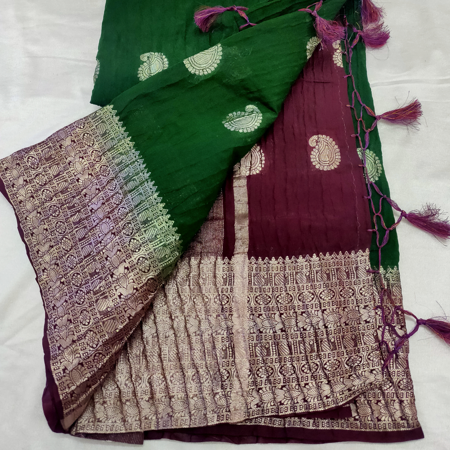 Crushed Banarasi Silk Saree