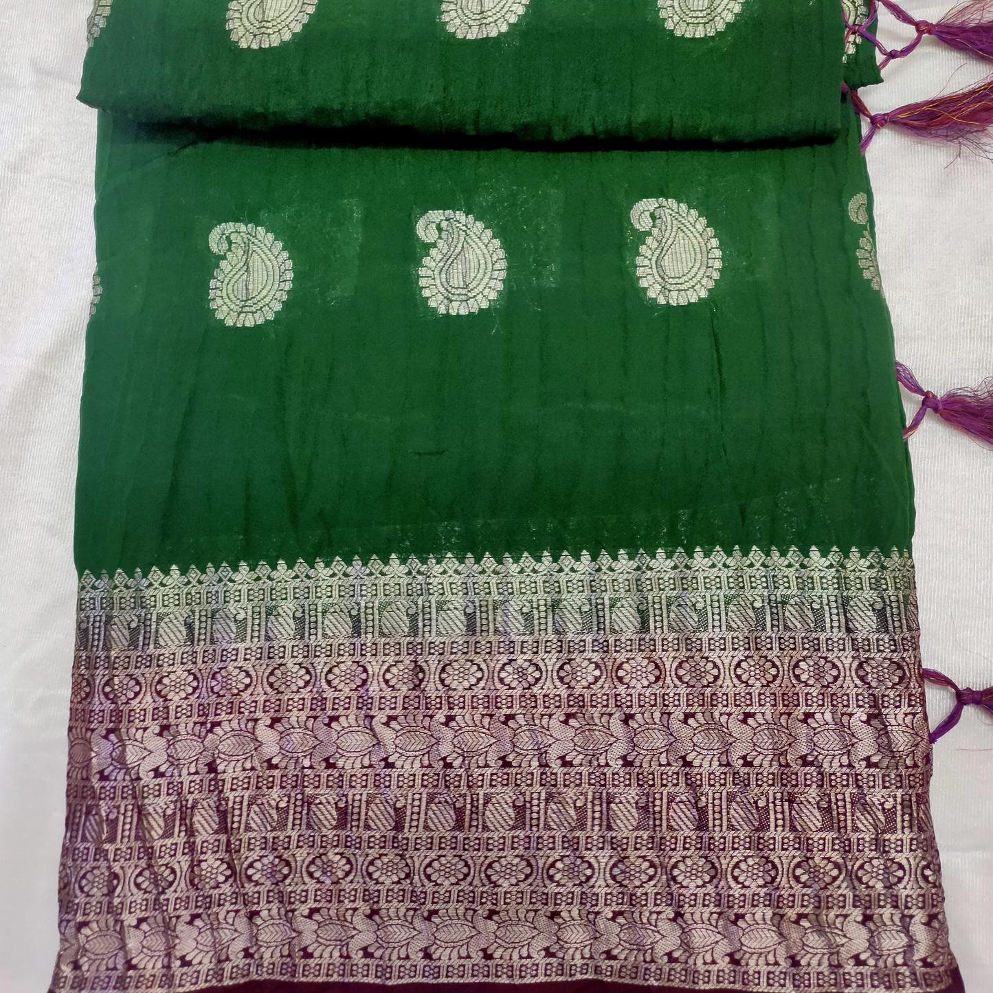 Crushed Banarasi Silk Saree
