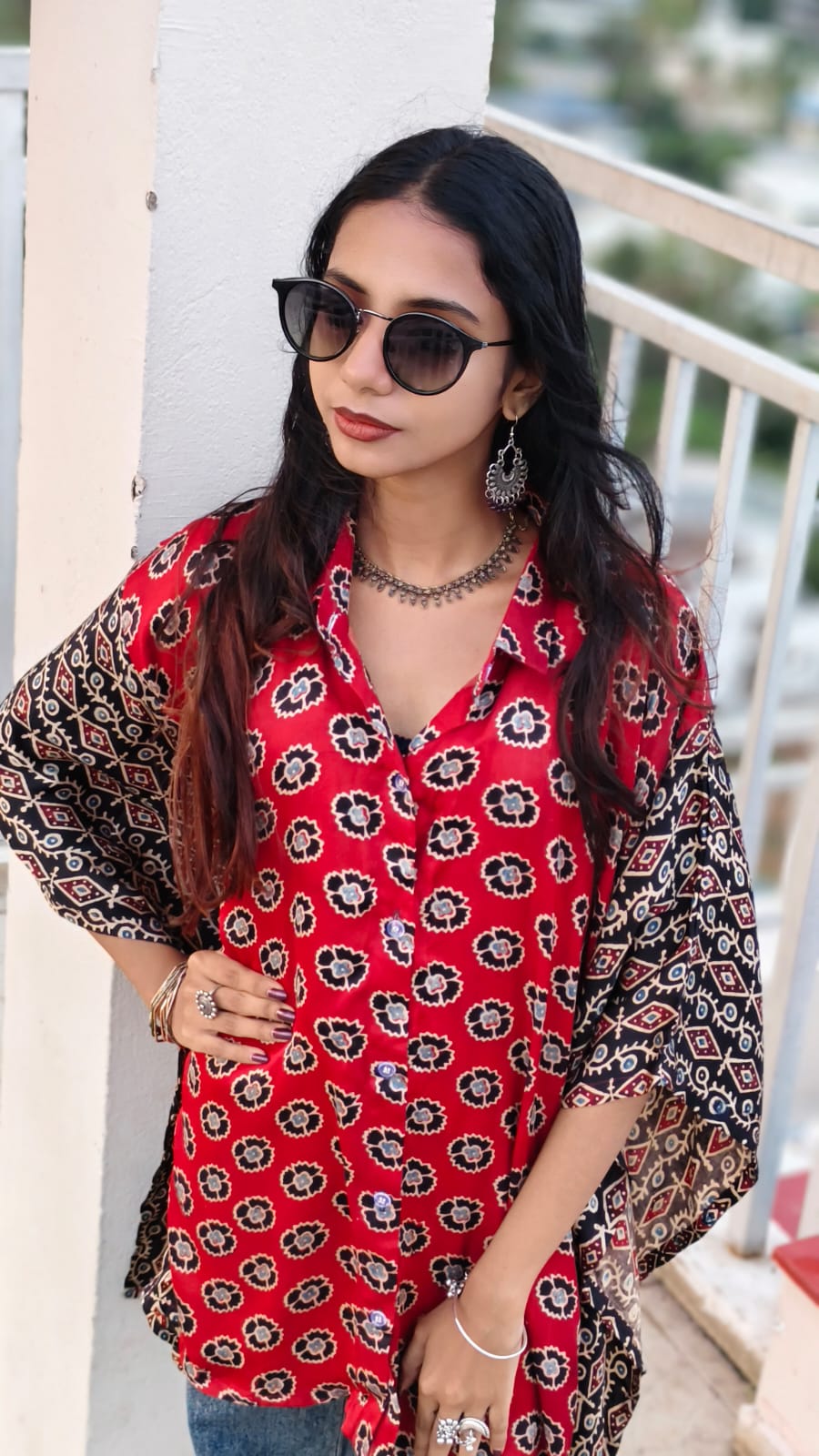 Mehr Red -  -  Pure Modal Silk Shirt Kaftan